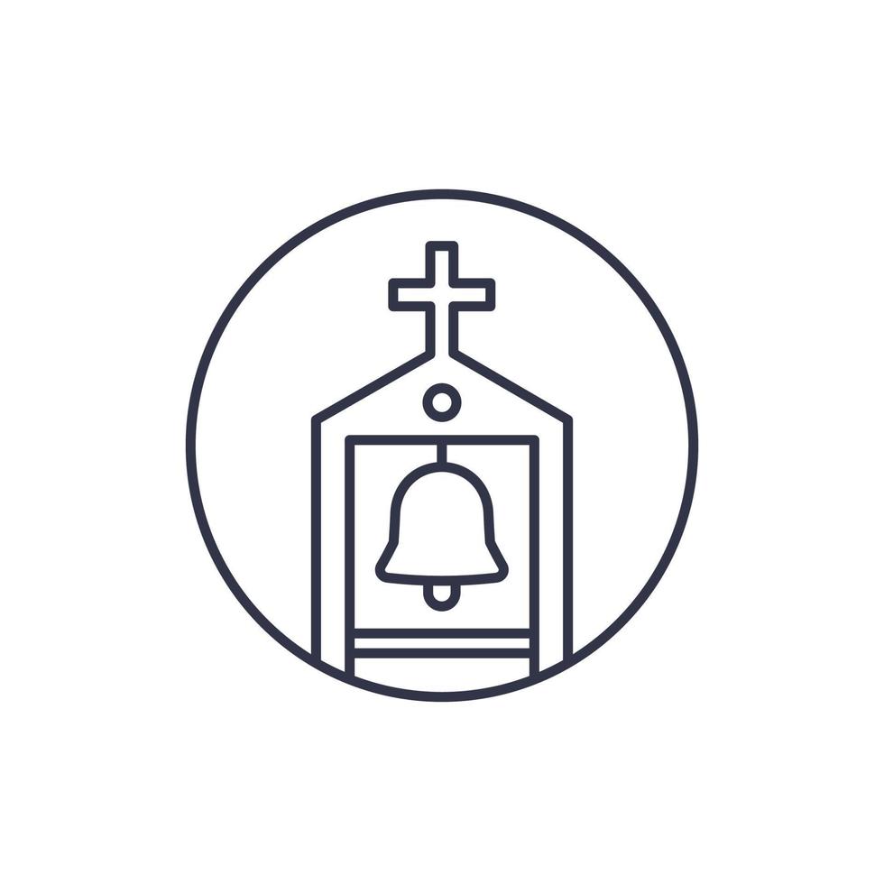 belfry, bell line icon, vector