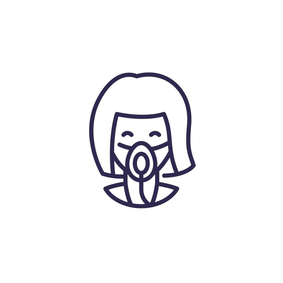 girl in oxygen mask line icon vector