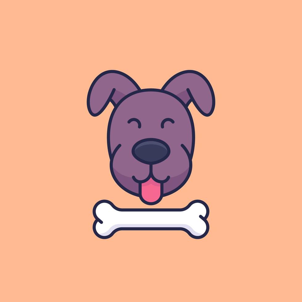 happy dog and bone vector icon