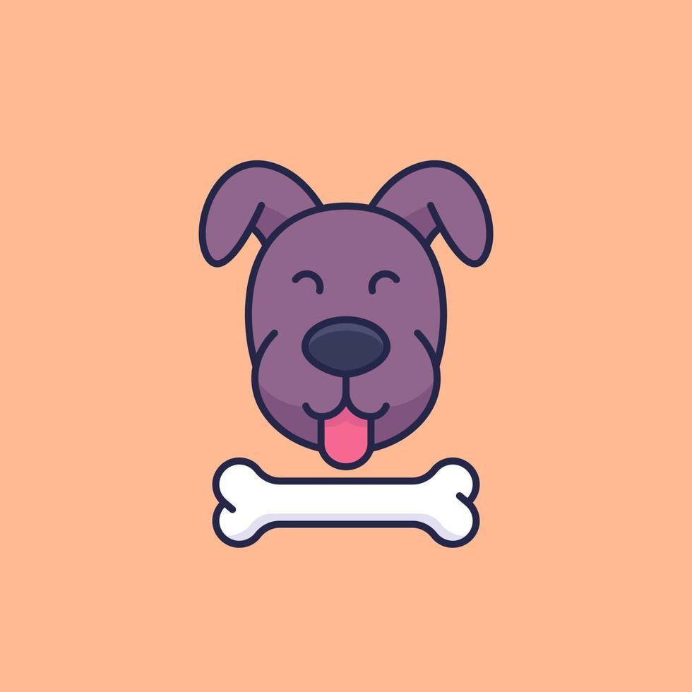 happy dog and bone vector icon