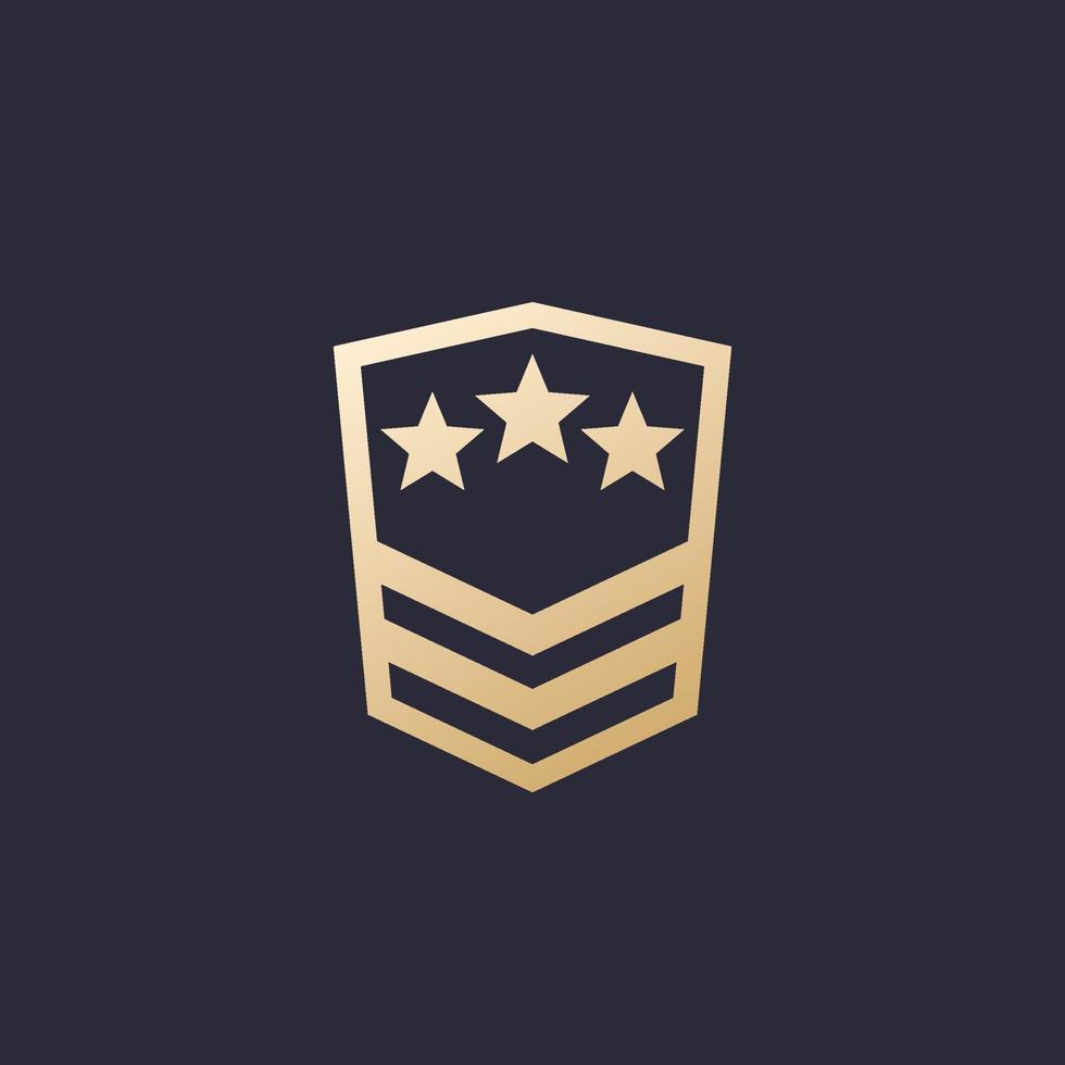 Military rank, army icon with stars, vector