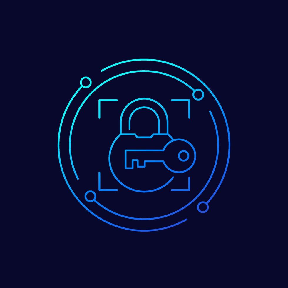 Lock and key, security line icon, vector