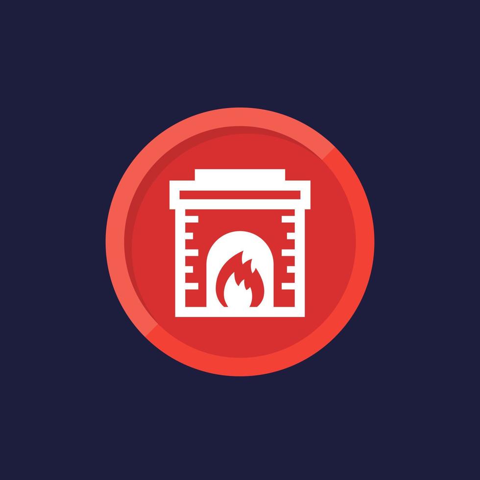 fireplace icon, round vector design
