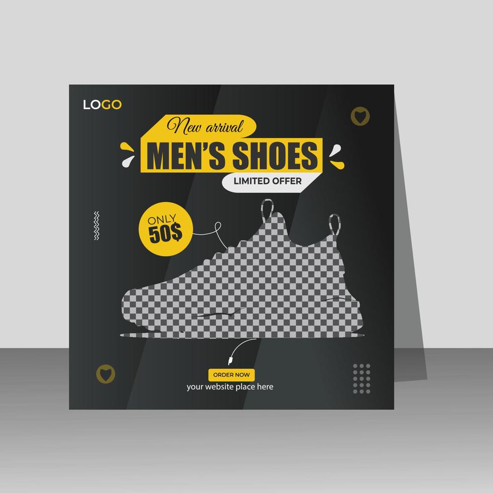 Exclusive collection, men shoes, fashion shoes, social media post design vector
