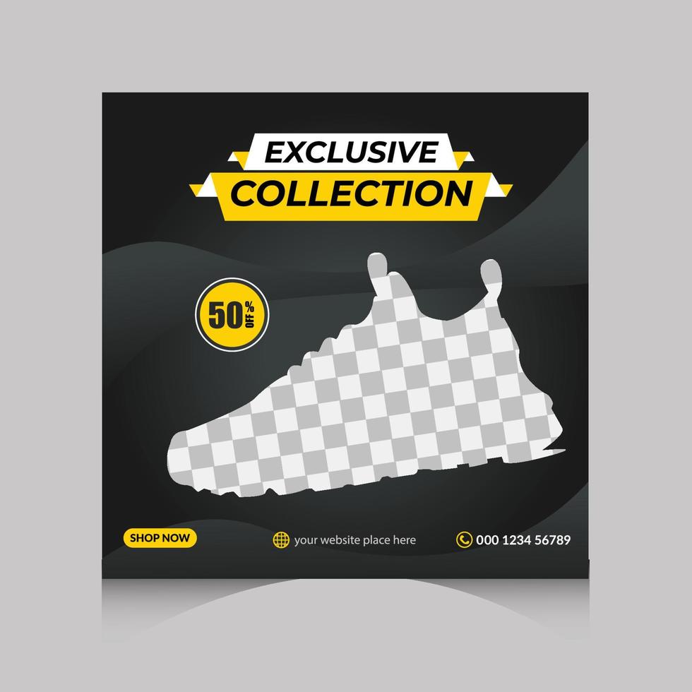 Exclusive collection arrival men shoes social media post design vector
