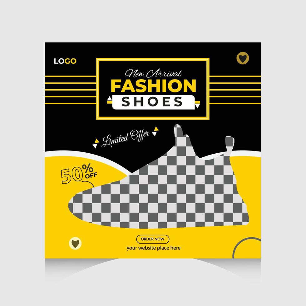 New arrival fashion shoes social media post design vector