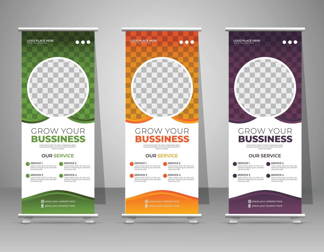 Business Roll Up Set. Standee Design. Banner Template, Abstract Blue Geometric Triangle Background vector, presentation, leaflet, exhibition display vector