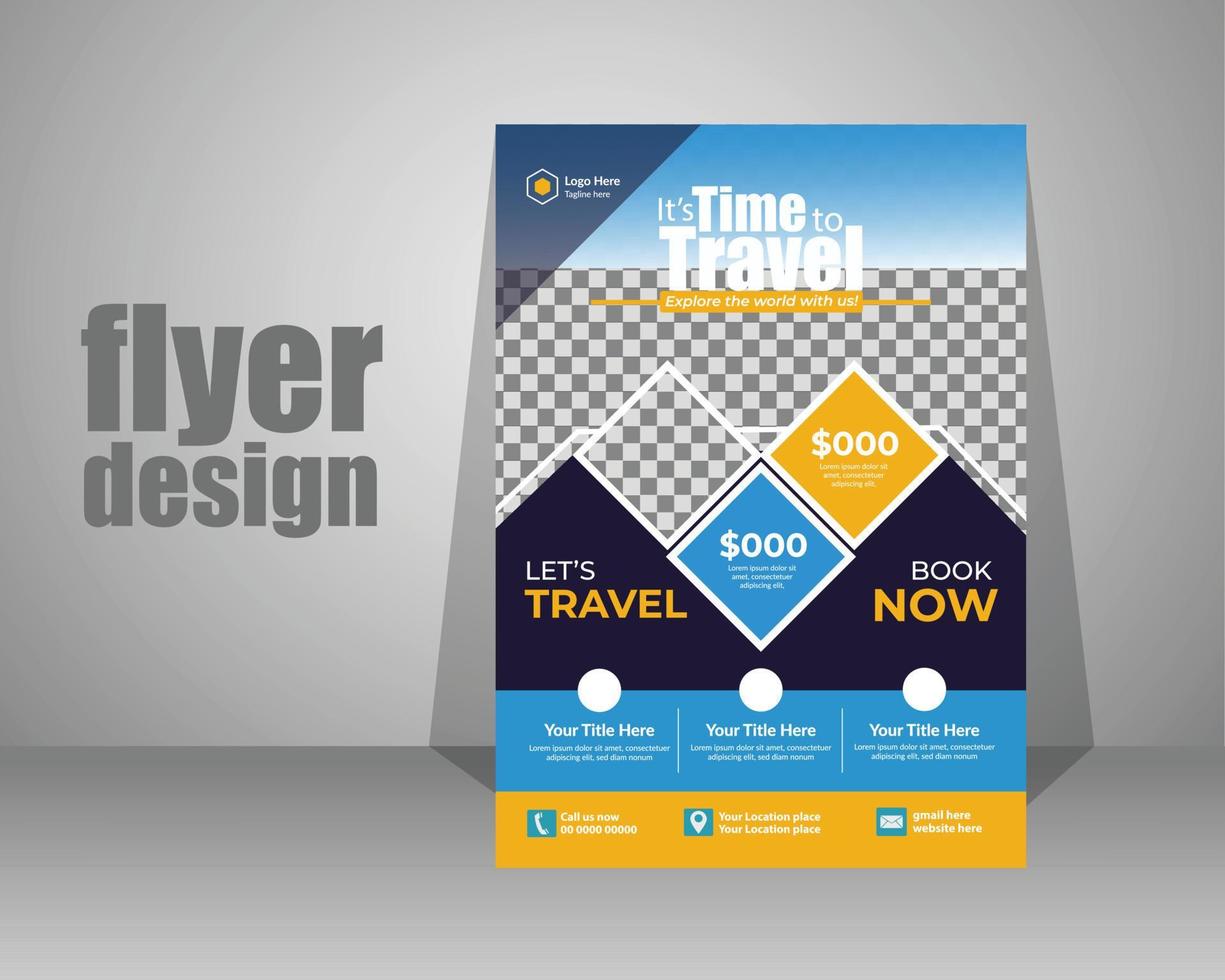 Modern travel flyer or poster design template. Free tour poster template set vector