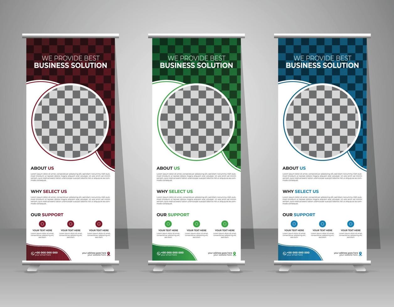 Business Roll Up. Standee Design. Banner Template. Presentation. Abstract Blue Green Geometric leaflet, Grow your business. exhibition display. vector