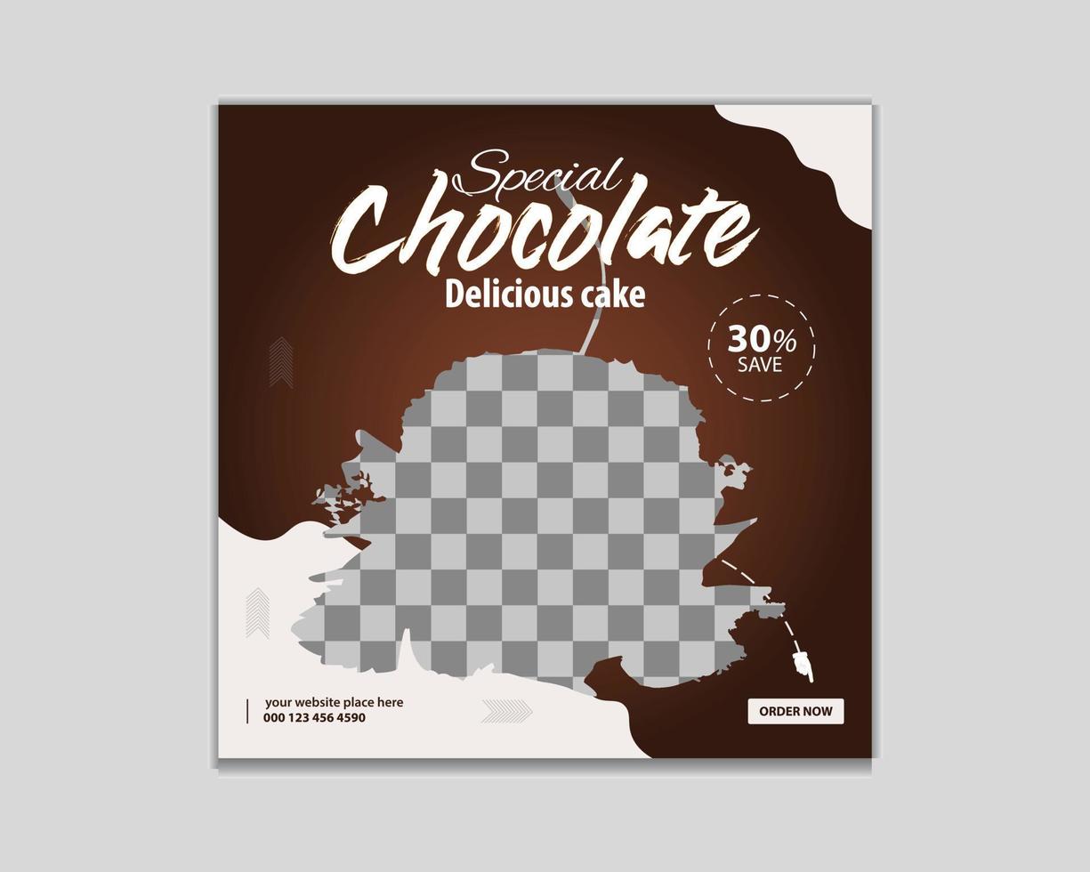 Social media delicious chocolate cake banner post vector