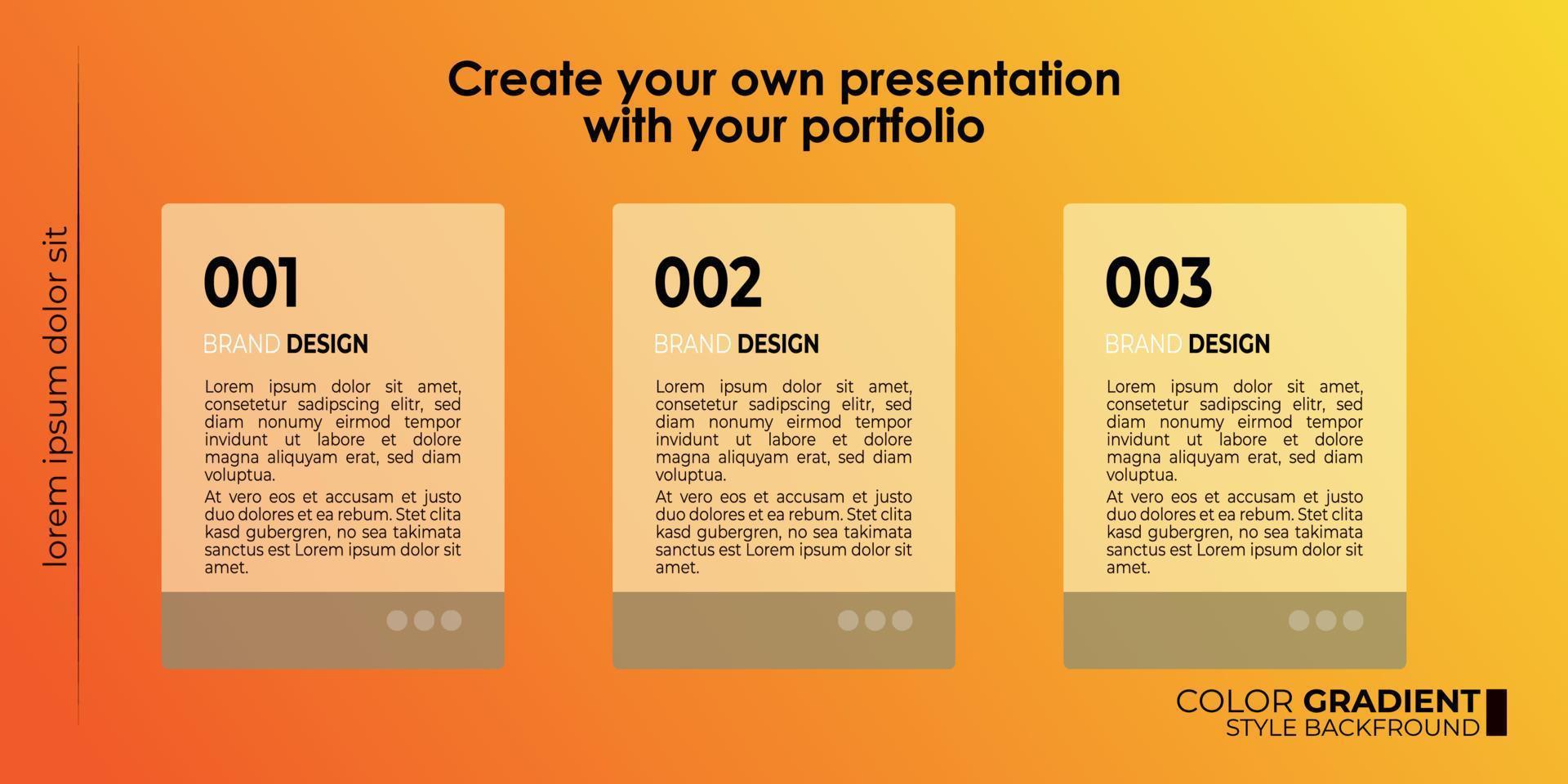 vector template editable menu presentation portfolio gradient style for Picelist, landing page, website, elearning, education, menu