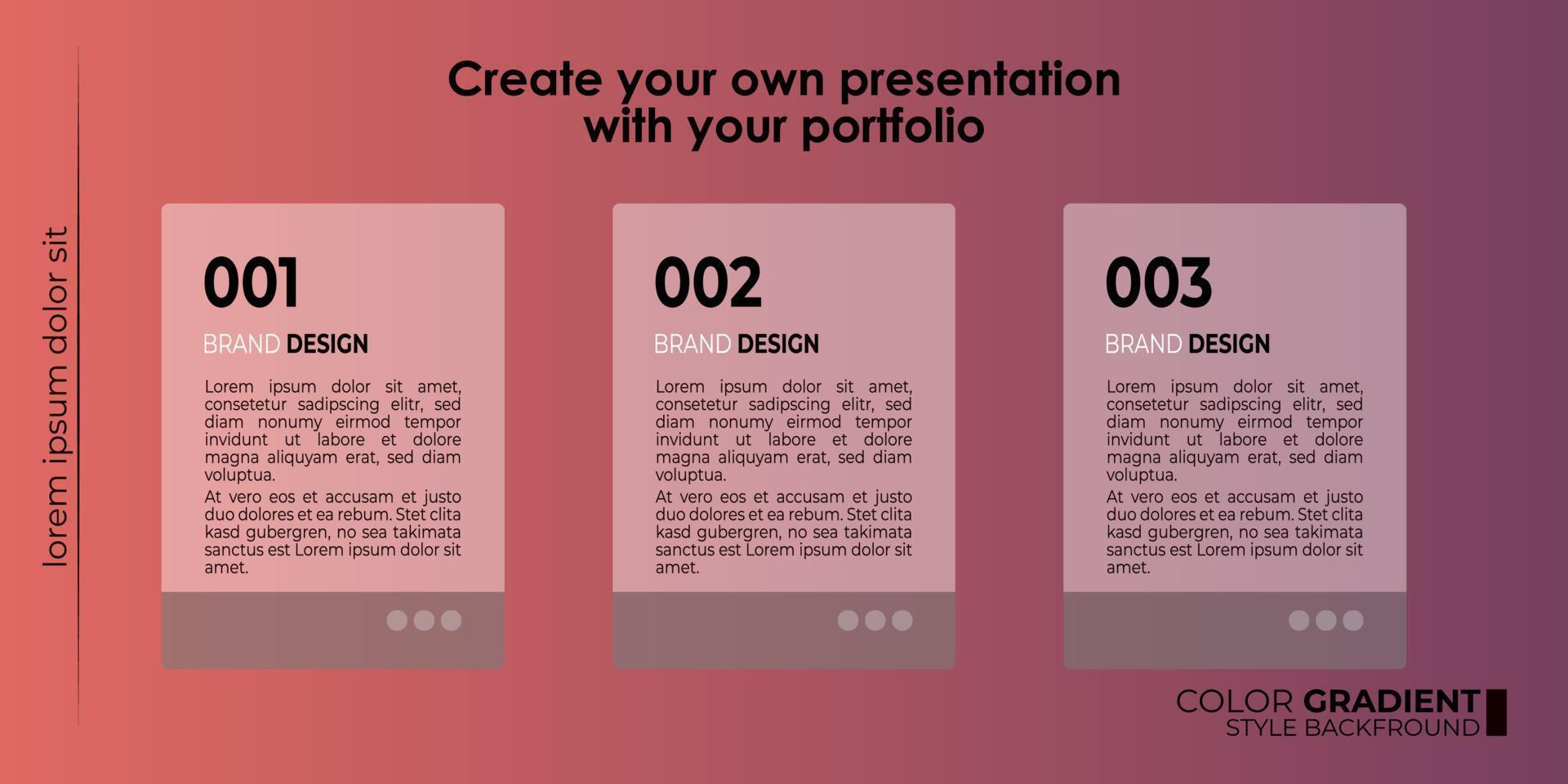 vector template editable menu presentation portfolio gradient style for Picelist, landing page, website, elearning, education, menu