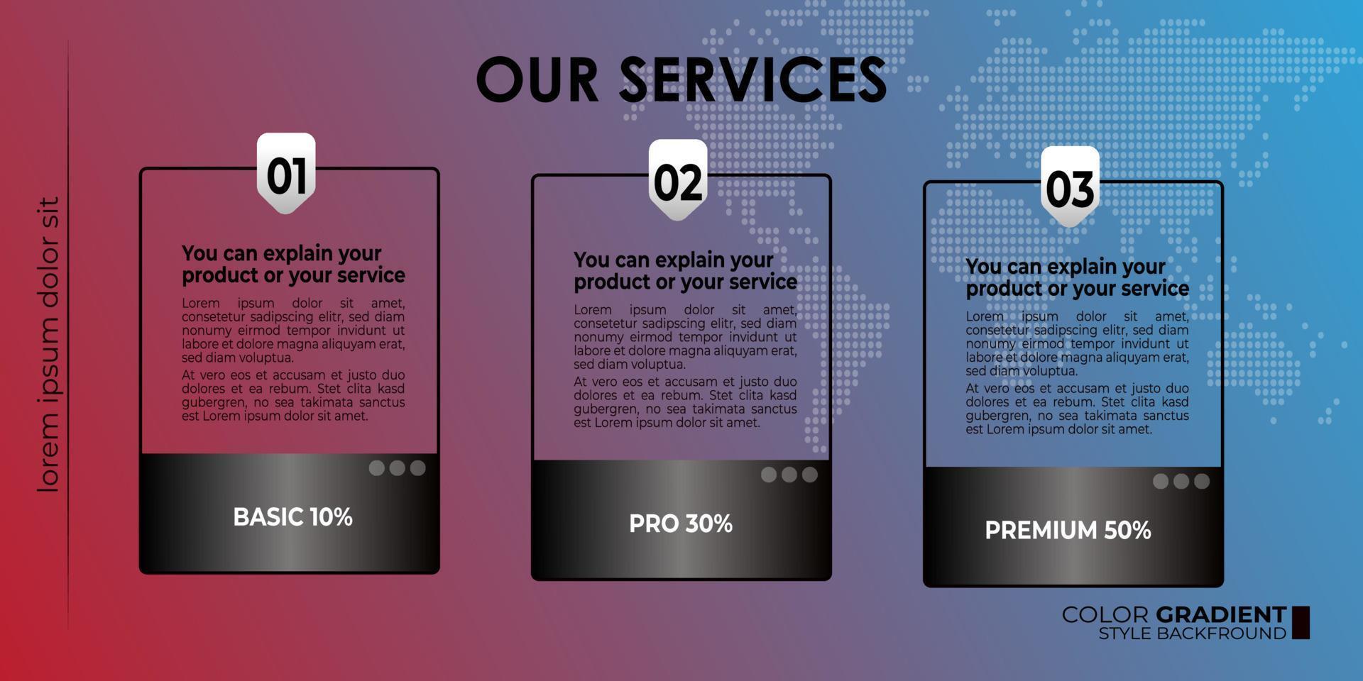 vector template editable menu presentation portfolio gradient style for