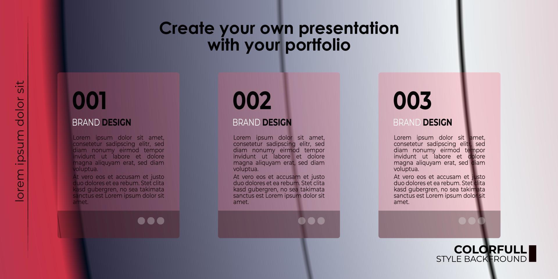 vector template editable menu presentation portfolio gradient style for Picelist, landing page, website, elearning, education, menu