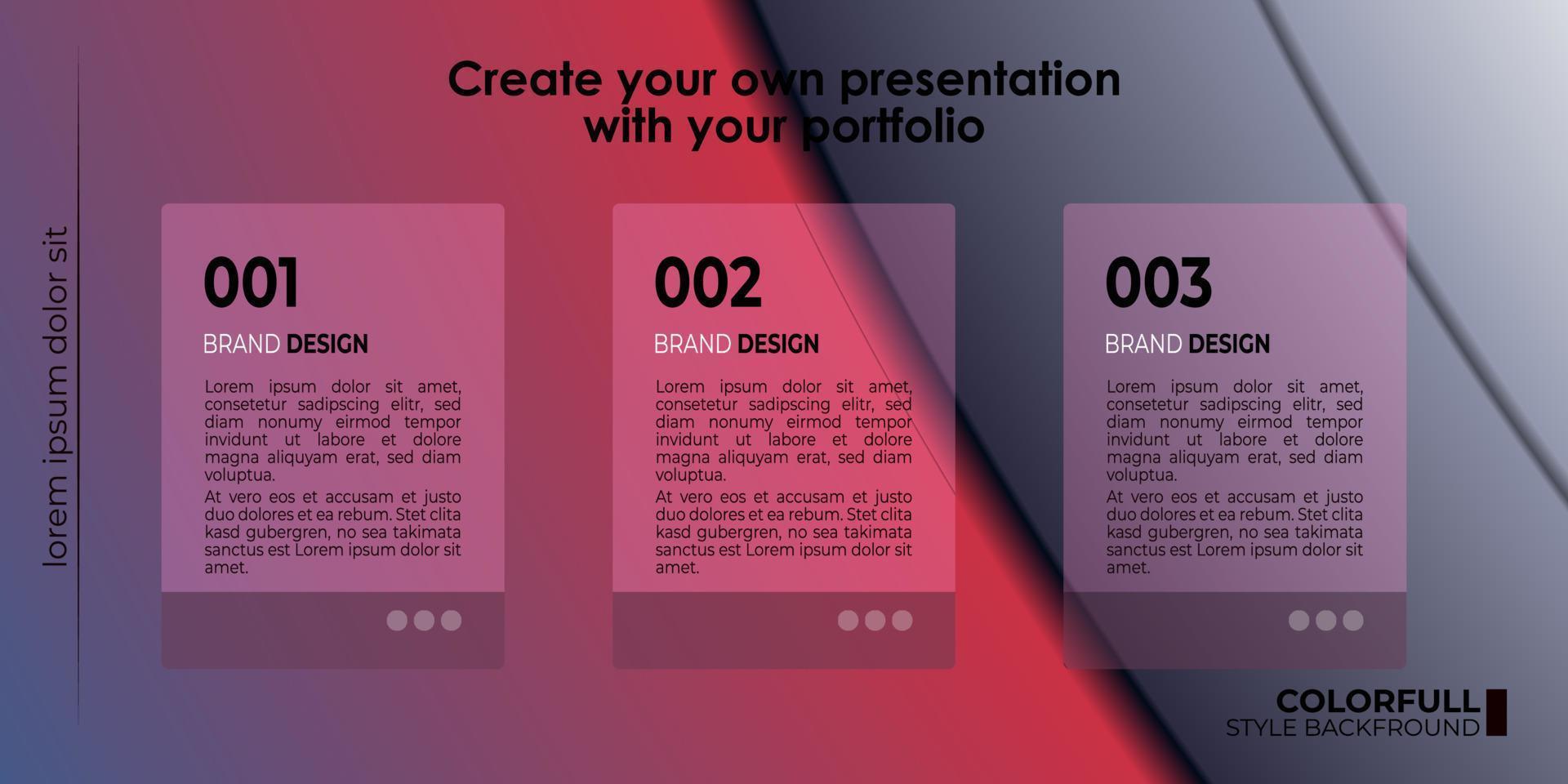 vector template editable menu presentation portfolio gradient style for Picelist, landing page, website, elearning, education, menu