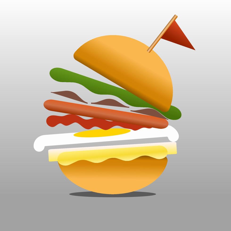 ilustración vectorial de hamburguesas para restaurantes, lugares para comer, comida, menús para cenar vector