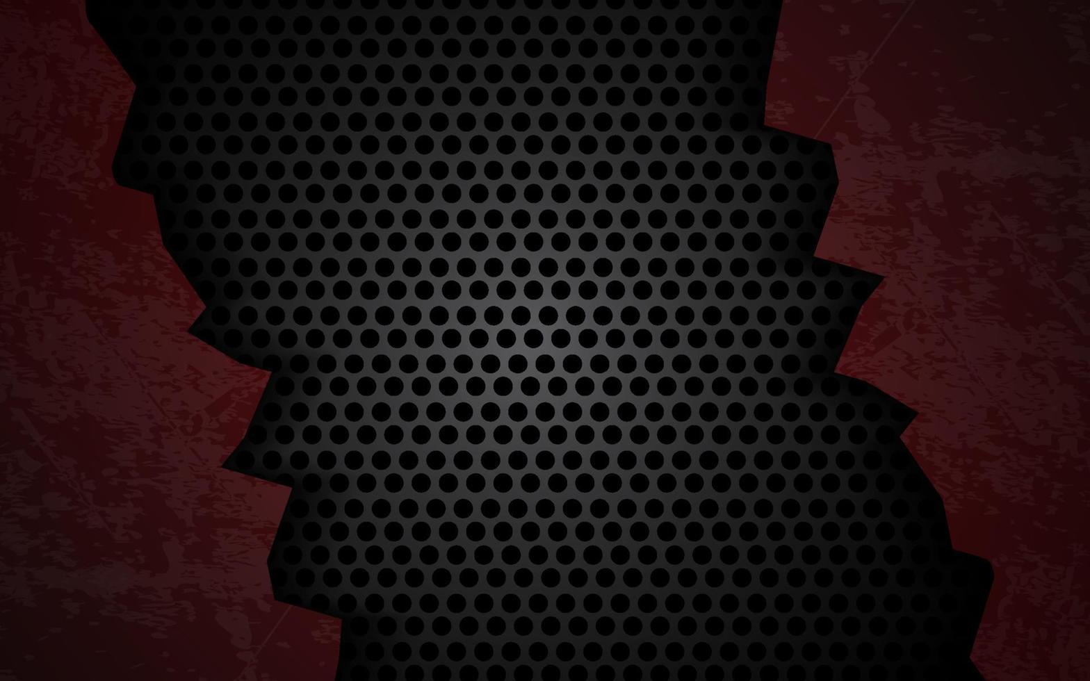 Abstract crack metal background with carbon black and red color vector