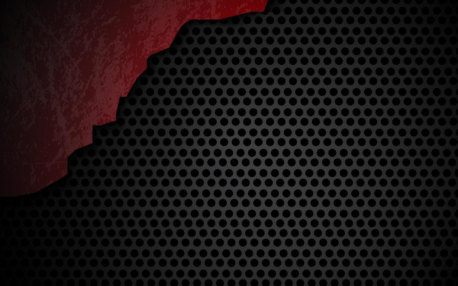 Abstract crack metal background with carbon black and red color vector