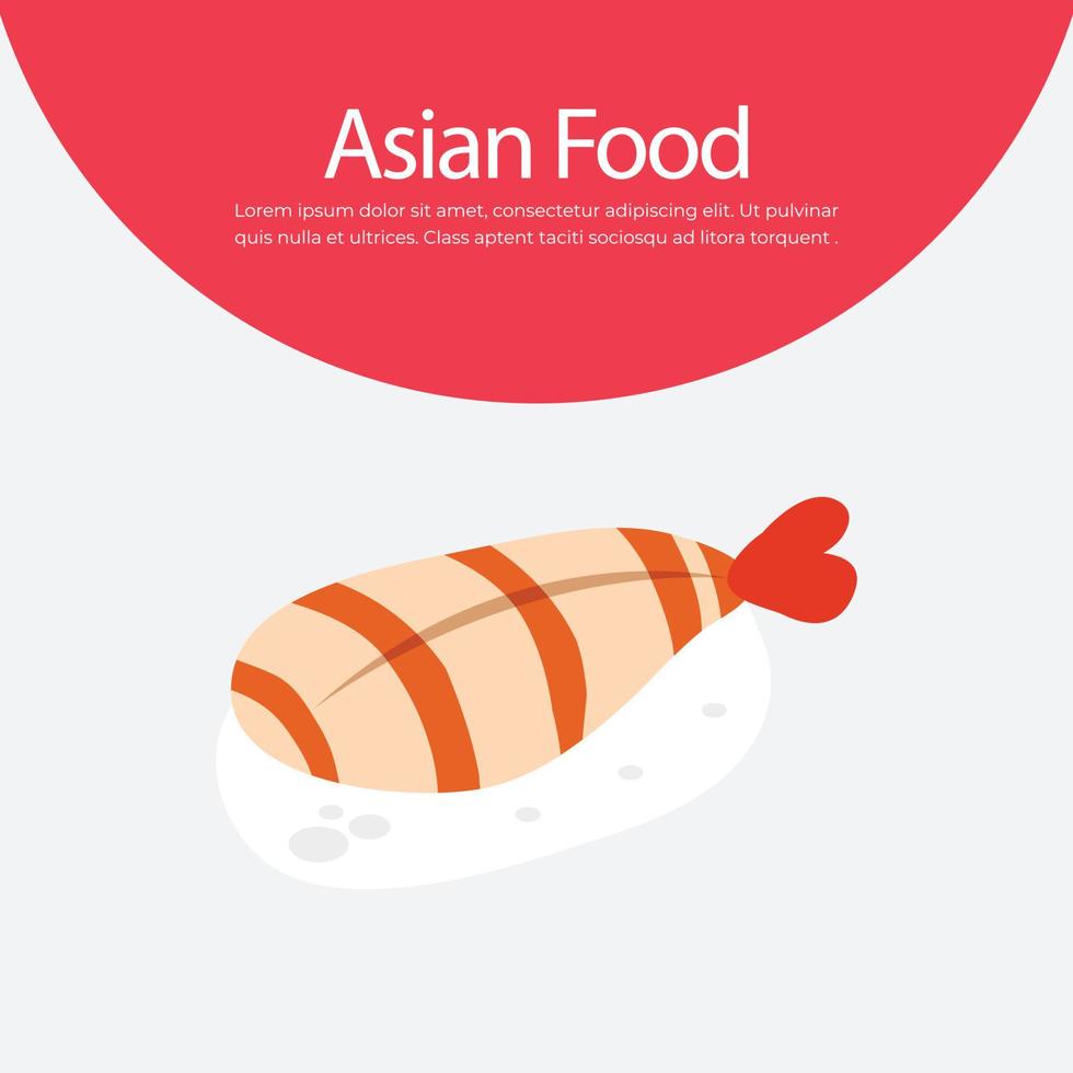 ilustración de vector de sushi de comida asiática, comida tradicional japonesa