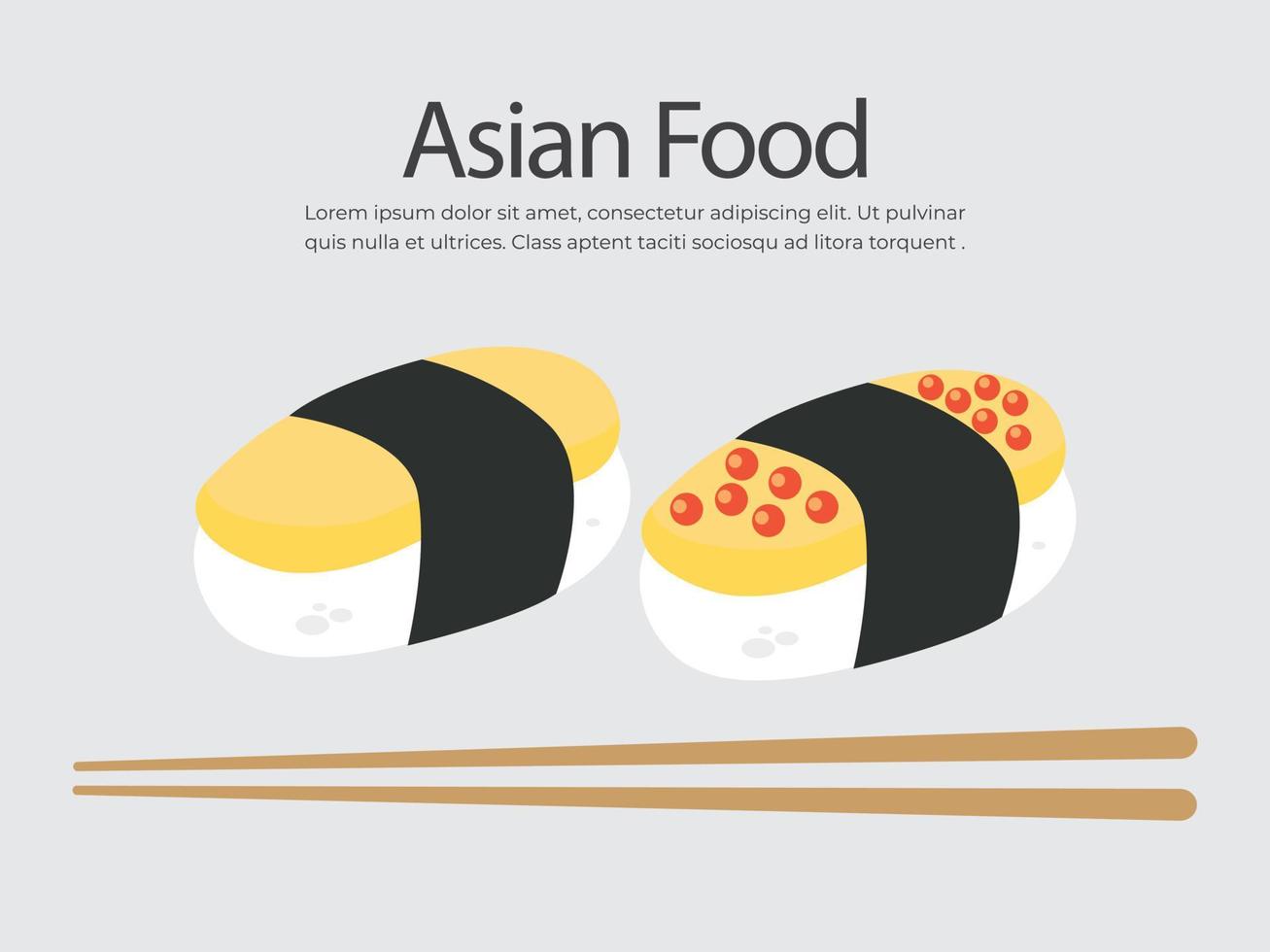 Different types of sushi vector illustration