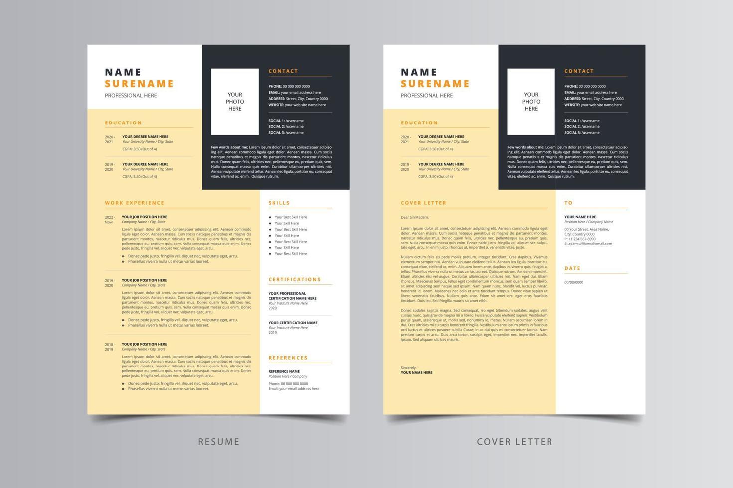 Resume Template, Professional Modern Resume Template, CV Template vector