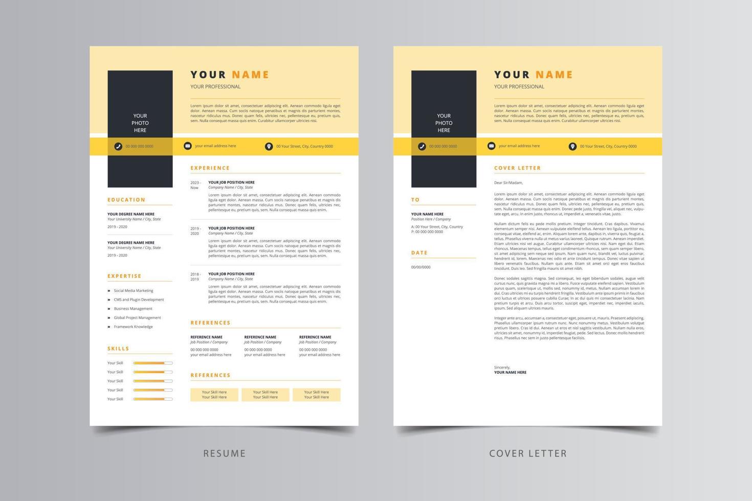 Resume Template, Professional Modern Resume Template, CV Template vector