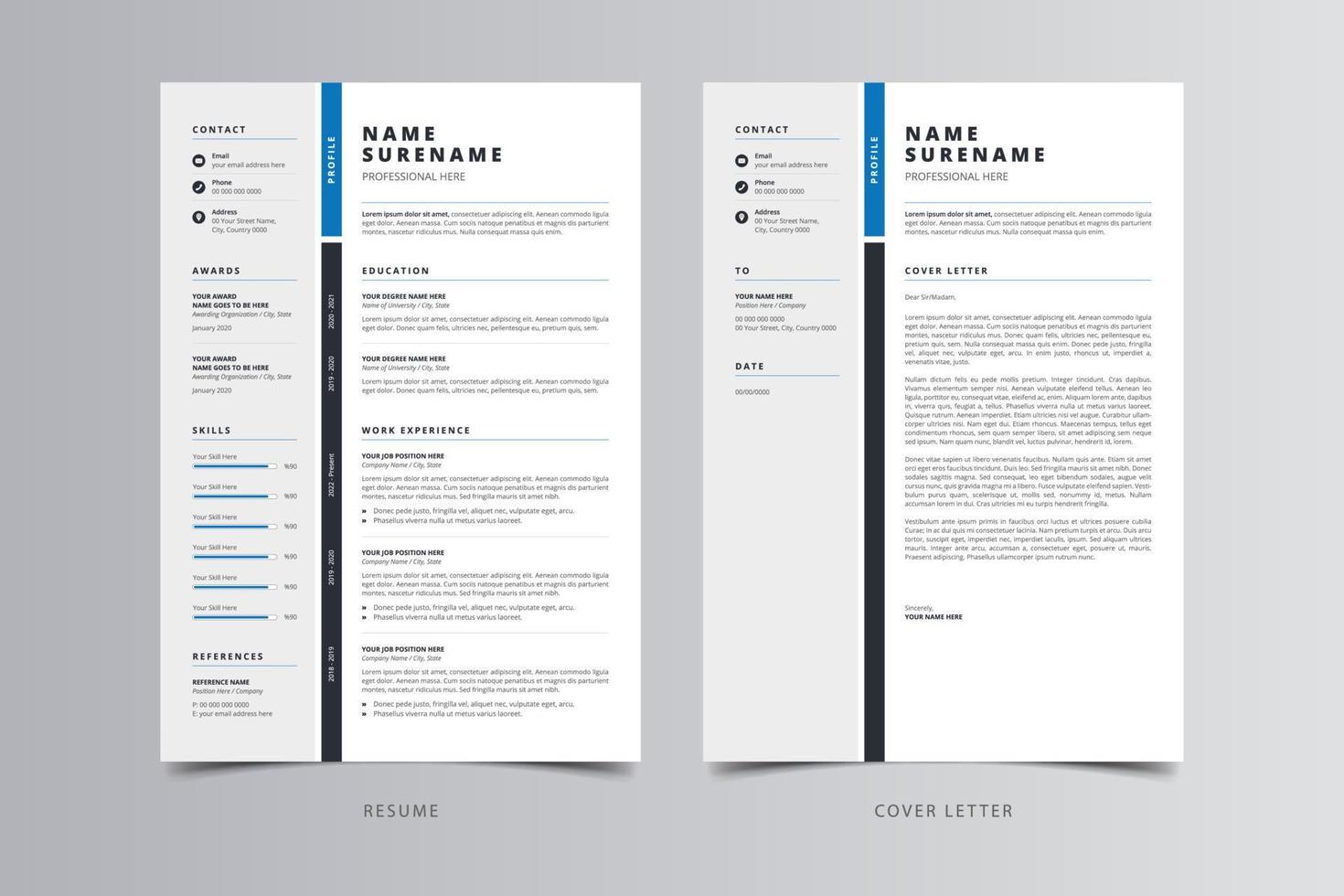 Resume Template, Professional Modern Resume Template, CV Template vector