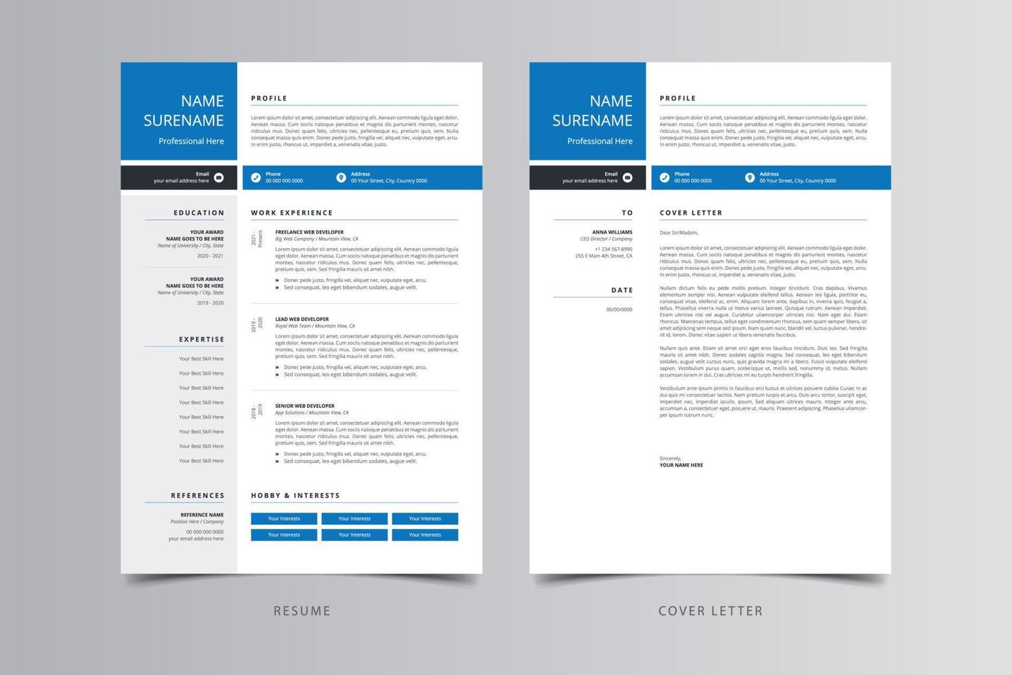 Resume Template, Professional Modern Resume Template, CV Template vector