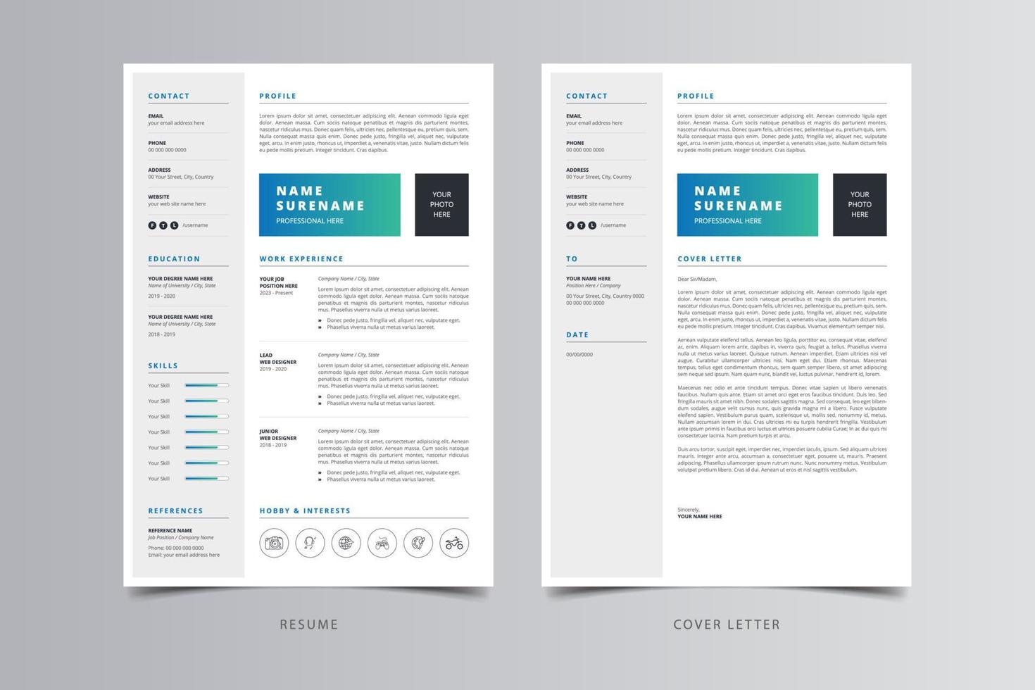 Resume Template, Professional Modern Resume Template, CV Template vector