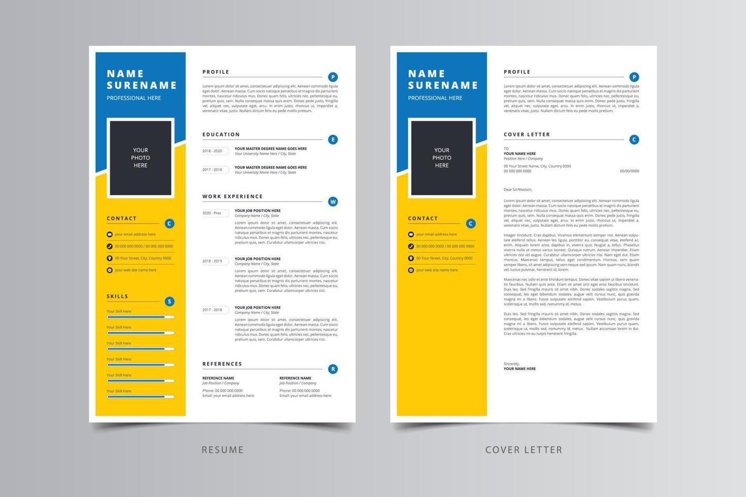 Resume Template, Professional Modern Resume Template, CV Template vector