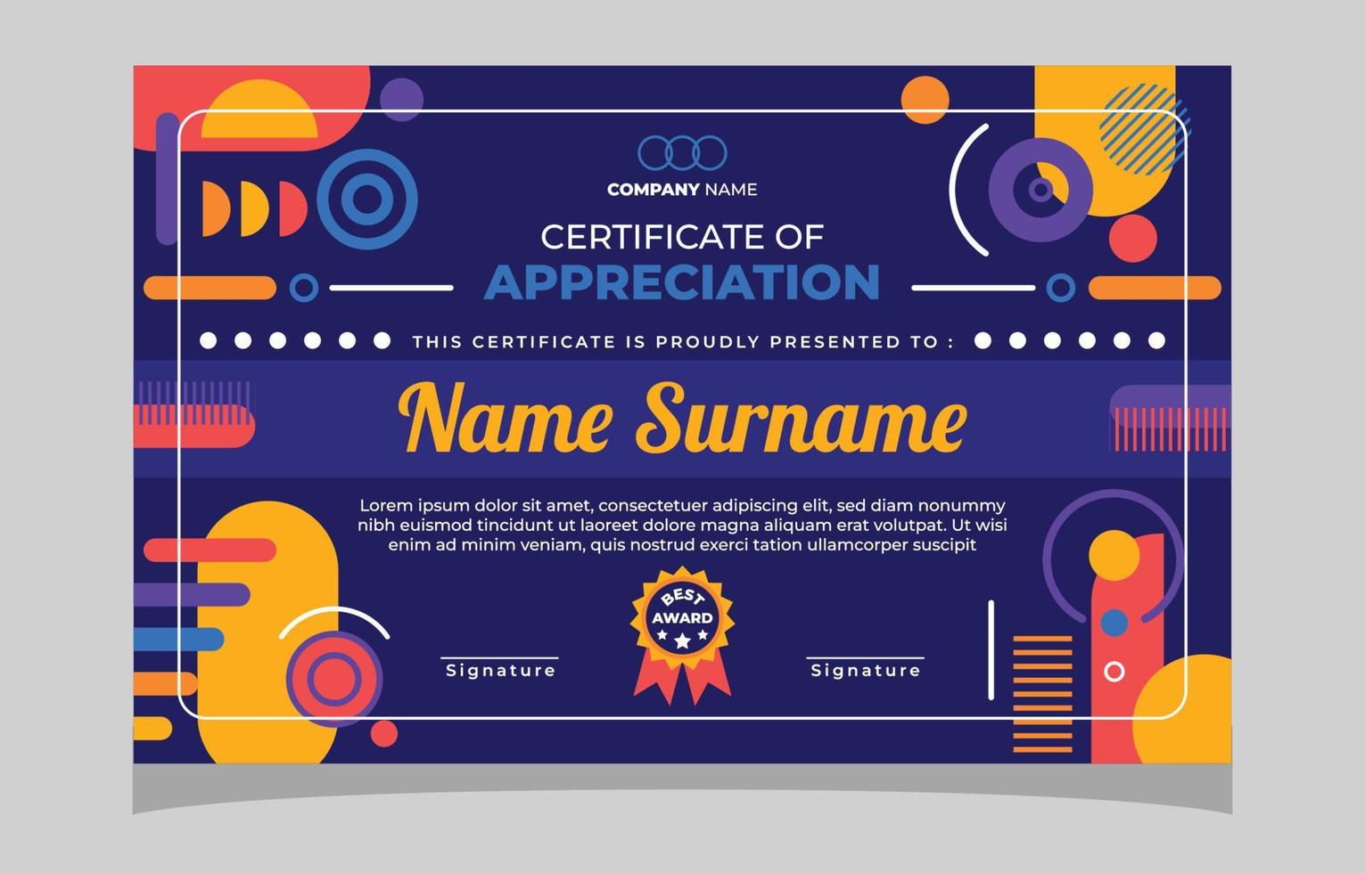 Modern Certificate Design With Stunning Colors vector