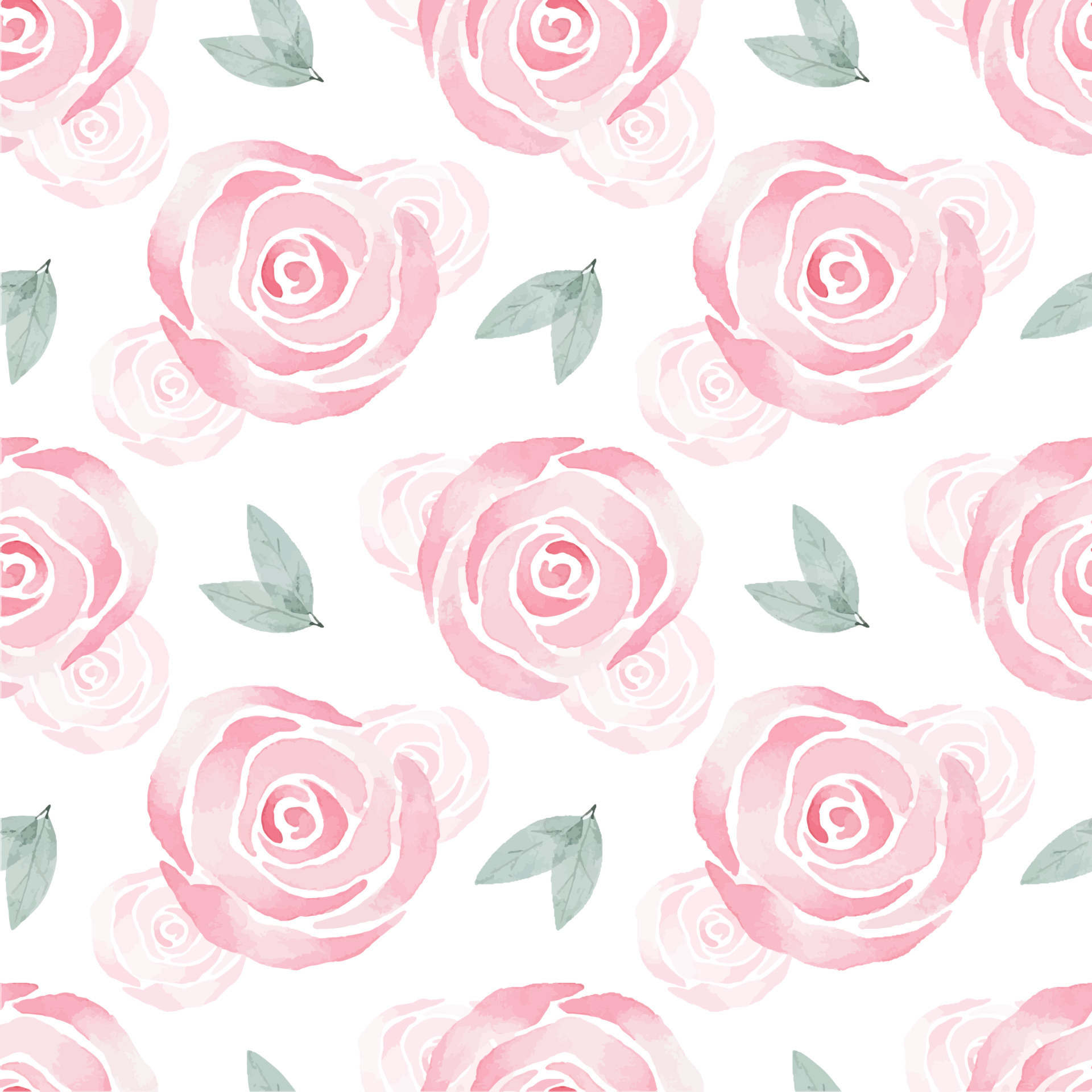 Pink simple abstract rose. Watercolor floral seamless pattern with