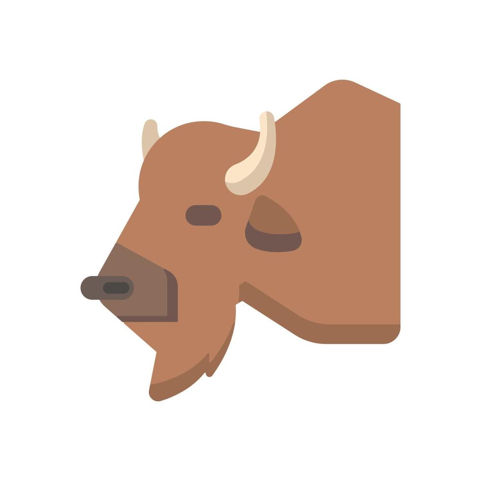 bisonte de icono plano, icono de animal con cuernos. mamíferos. vector de diseño de icono plano