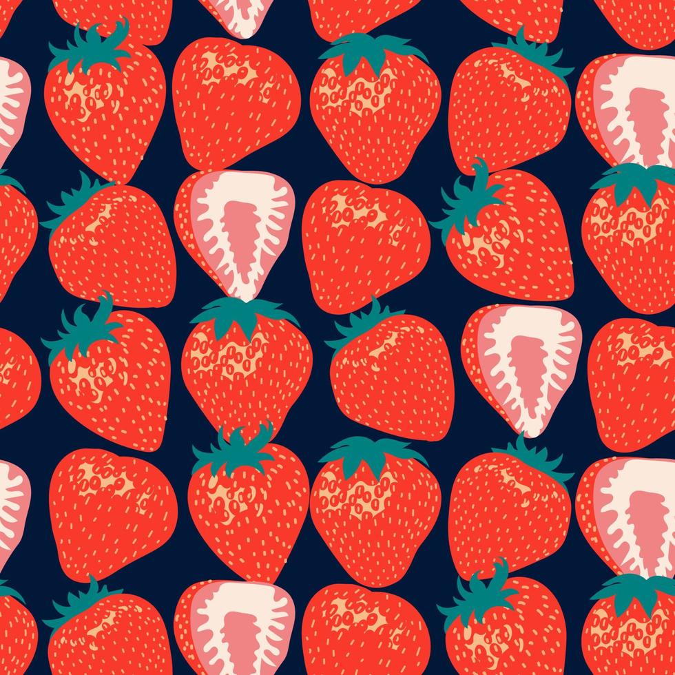 Vector seamless pattern with strawberries . Flat illustration