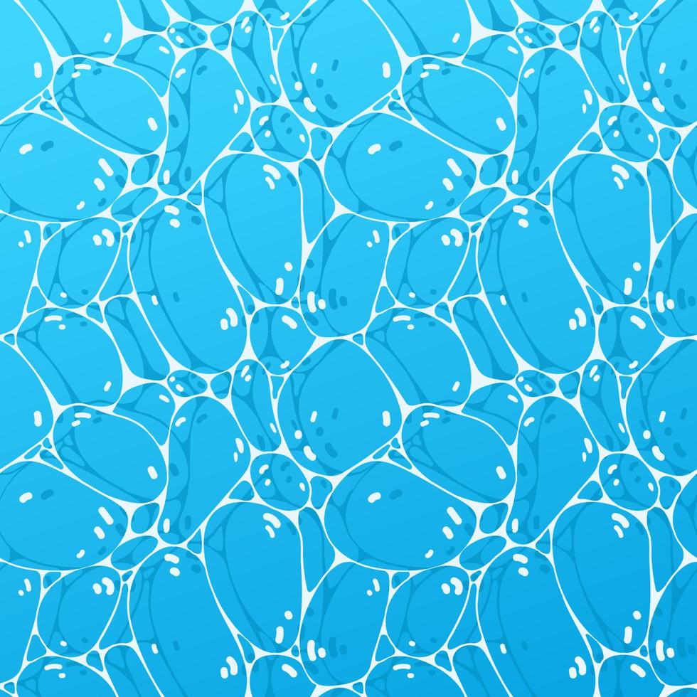 Vector sea surface seamless pattern in blue. Simple doodle wavy surface with highlights made into repeat.