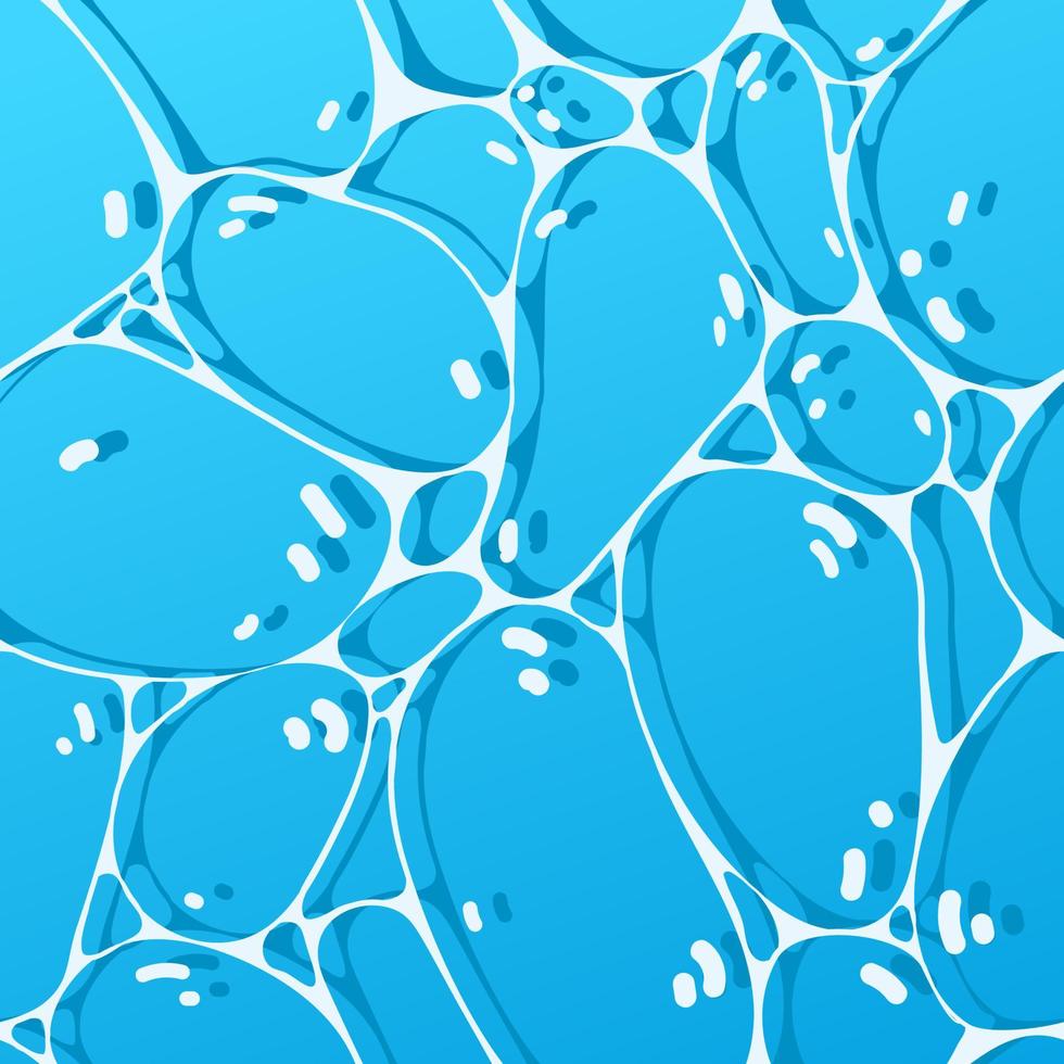 Vector sea surface seamless pattern in blue. Simple doodle wavy surface with highlights made into repeat.
