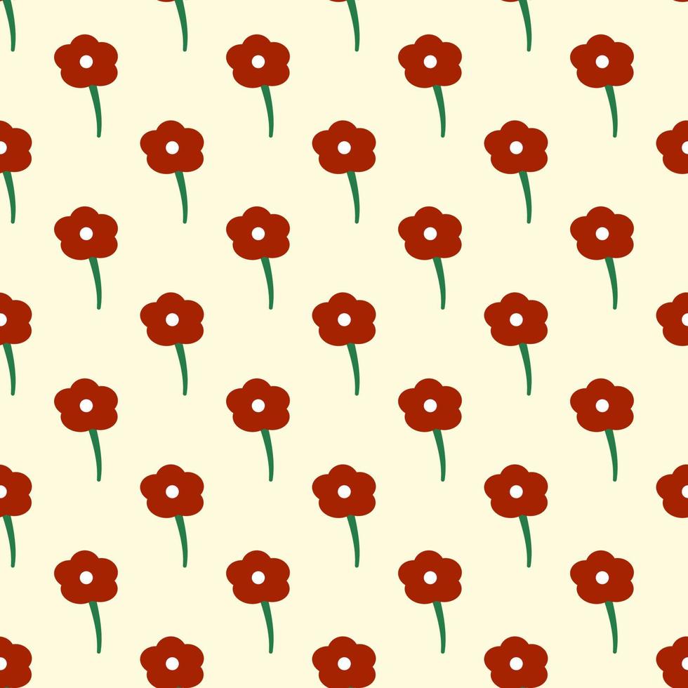 Vibrant seamless vector pattern of dark red flowers for wrapping and printing