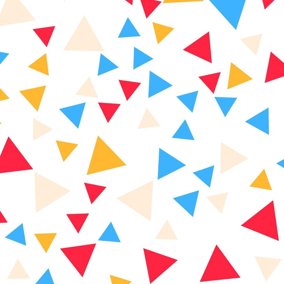 Vibrant vector seamless pattern of red, green and orange triangles. Perfect for fabric, textile, wallpapers, backgrounds and other surfaces