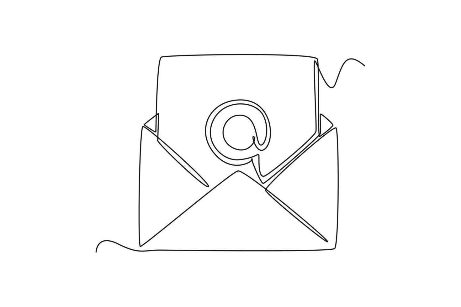 Single one line drawing outline email. Social media concept. Continuous line draw design graphic vector illustration.