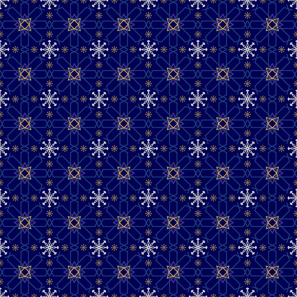 Geometrical Arabic Pattern with Dark Blue Background vector