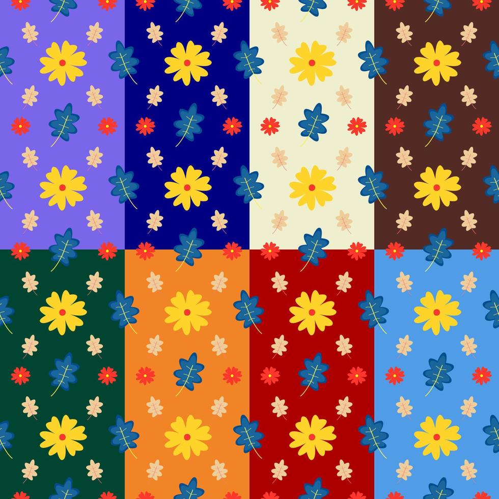Colorful Floral Seamless Pattern with Random Background Color vector