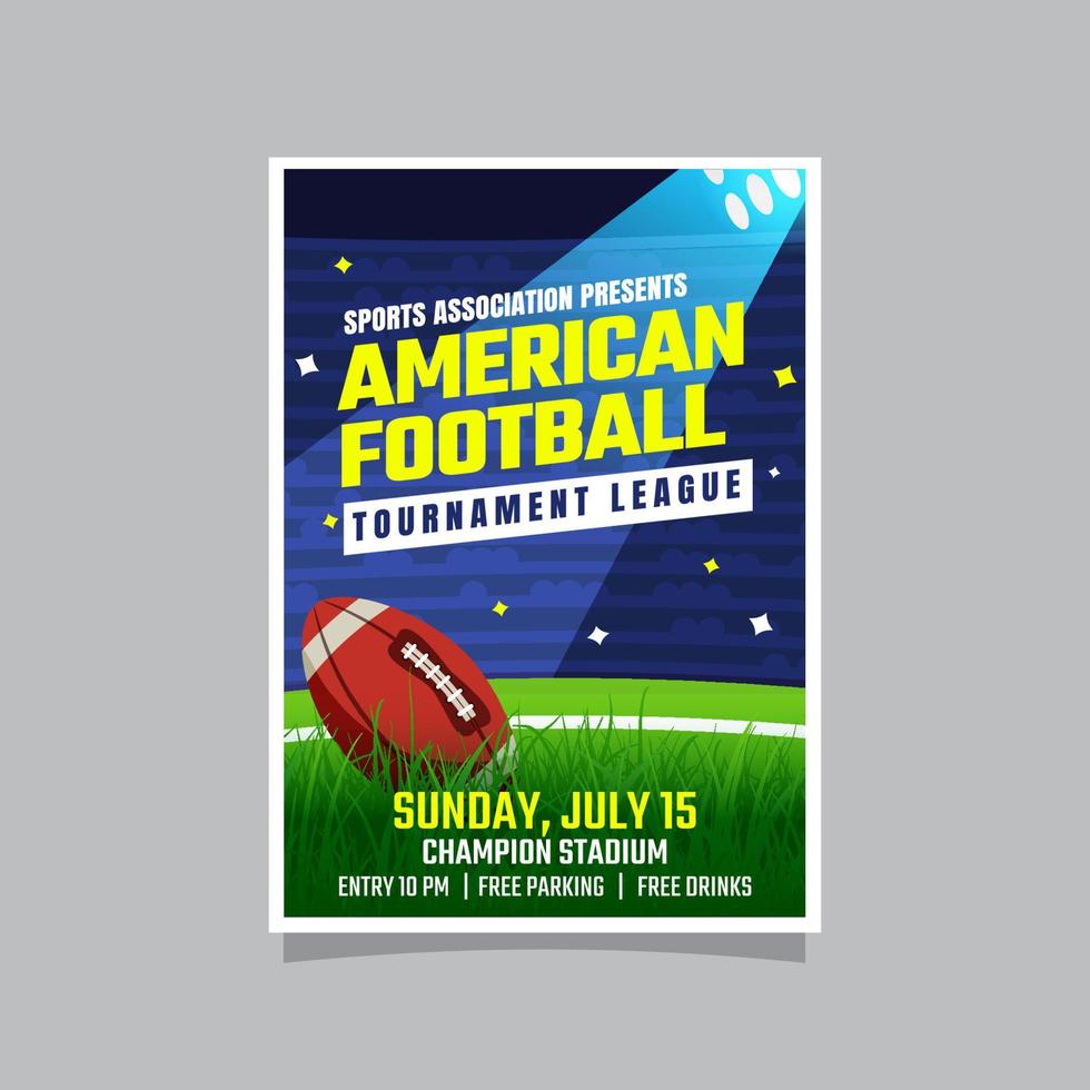 plantilla de póster de torneo de fútbol americano vector