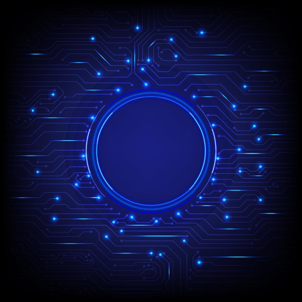 abstract glowing circular background high tech with space in the middle and there is an electronic circuit pattern that shines and glows on a gradient background vector