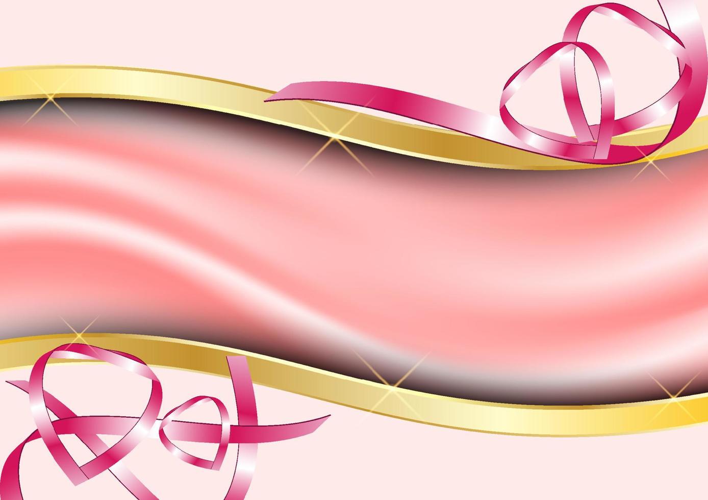 abstract background pink golden curved heart ribbon center empty space Elegance and bright colors designed for cards, love, Valentine's day. vector