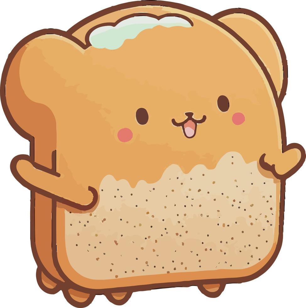 Vector of brown bread with happy face