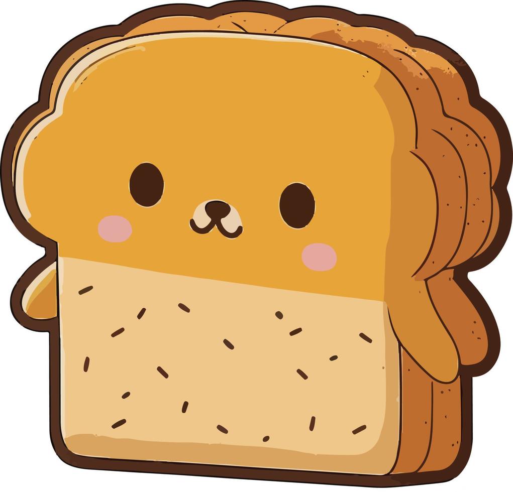 Vector of brown bread with happy face