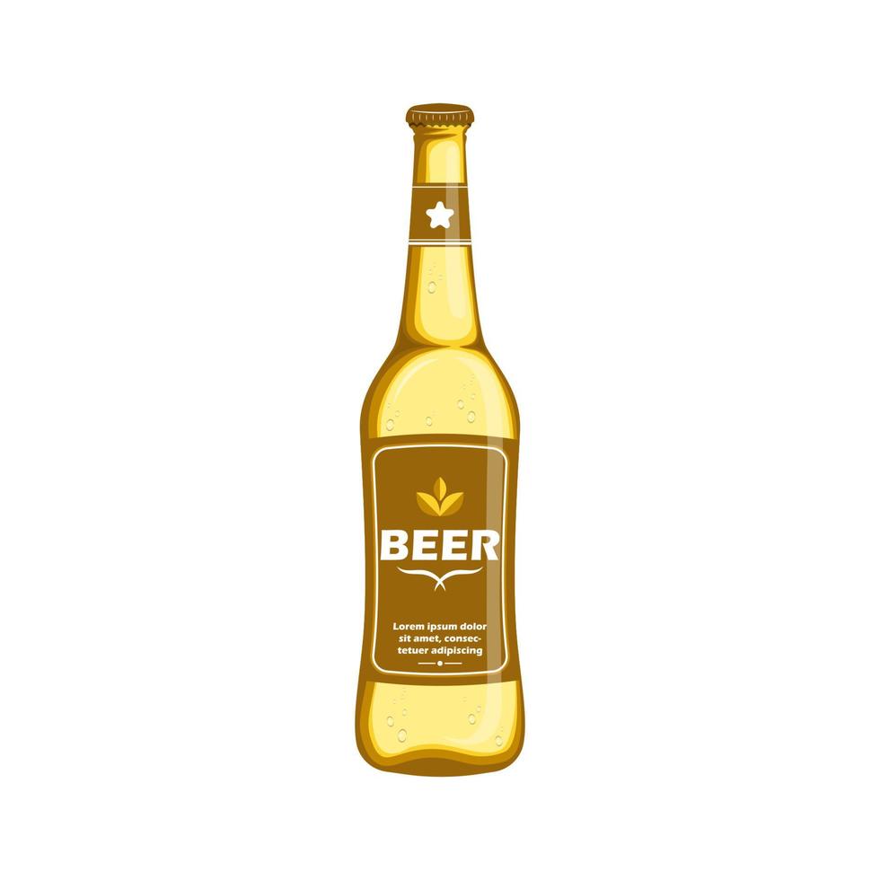 Lager bottle beer with brand label on isolated background, Vector illustration.