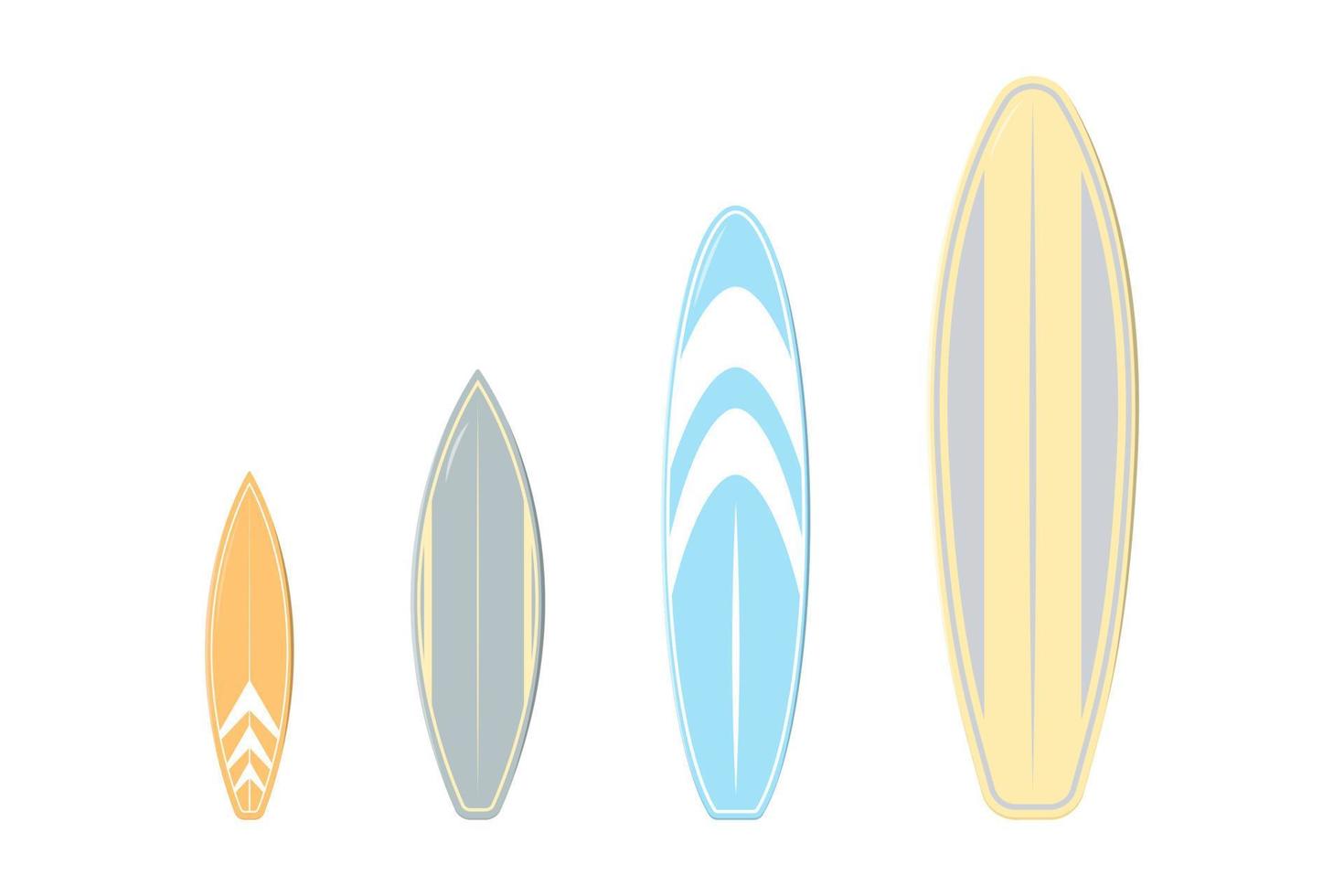 tabla de surf de colección de dibujos animados sobre fondo aislado, ilustración vectorial. vector