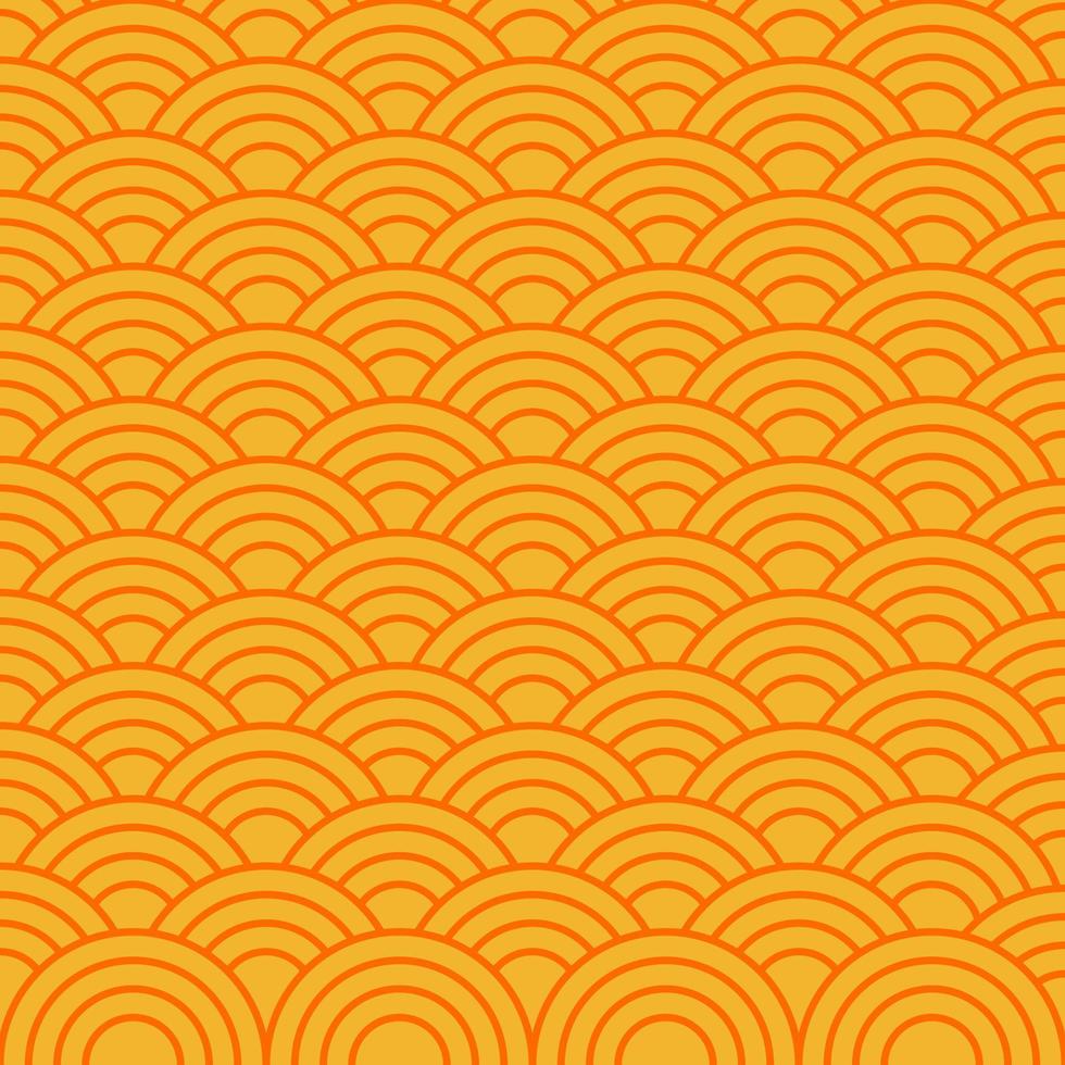 Orange Japanese wave pattern background. vector