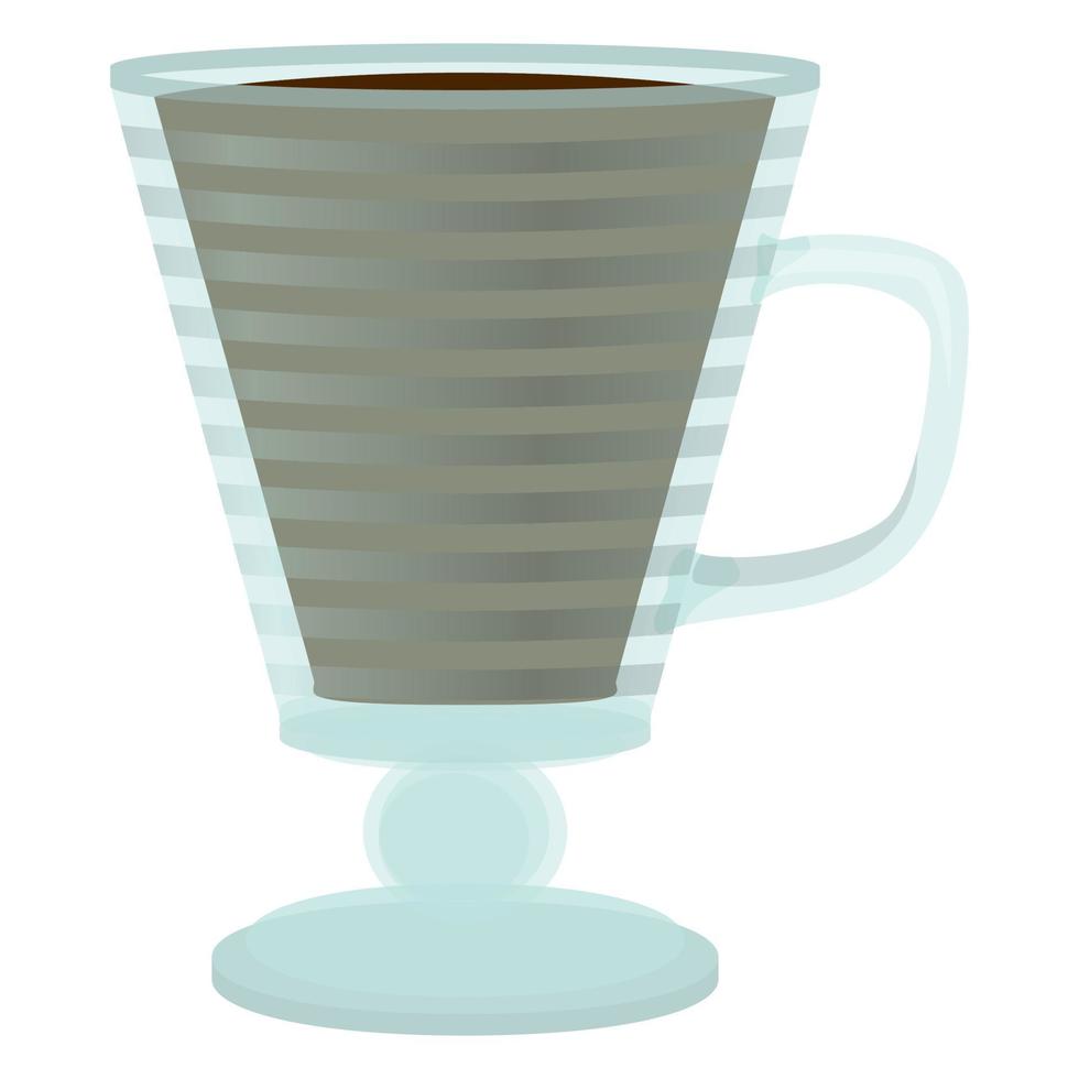 Cup of latte glass in realistic style. Porcelain mug with hot cofee. Colorful vector illustration isolated on white background.